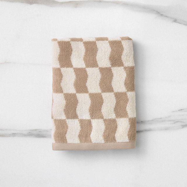 Wavy Block Towel, Hand Towel, Sandalwood