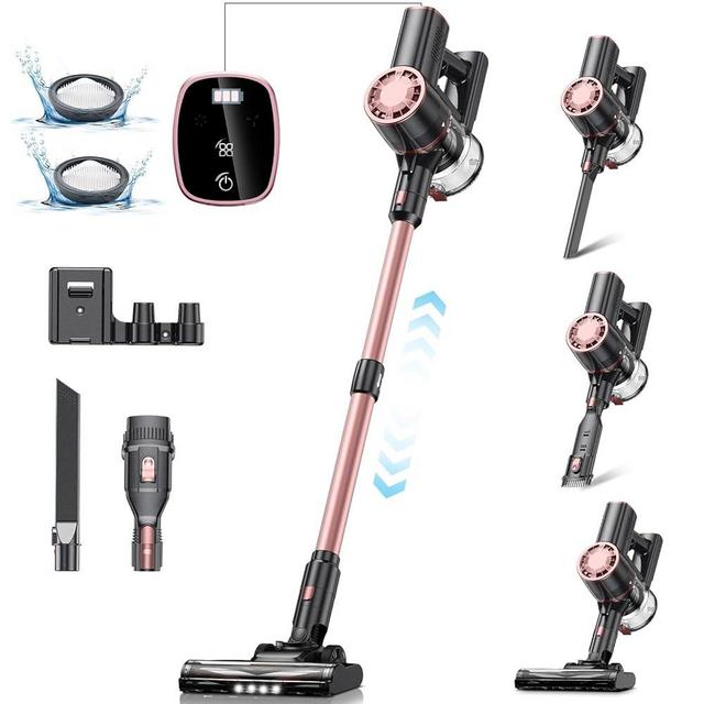 Vexilar V8PRO Cordless Vacuum Cleaner for Home - 25Kpa Stick Vacuum with Self Standing Design, Max 35Min Runtime, 6 in 1 Lightweight Vacuum for Hardwood Floors and Carpet Pet Hair (Champagne)