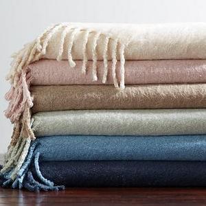 Solid Faux Mohair Oversized Throw