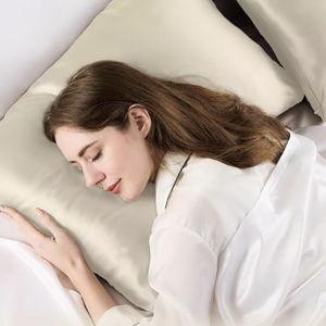 ZIMASILK 100% Pure Mulberry Silk Pillowcase 2 Pack, Beige