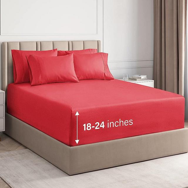 Extra Deep Pocket Sheets - 6 Piece Sheet Set - Queen Sheets Deep Pocket- Extra Deep Pocket Queen Sheets - Deep Fitted Sheet Set - Extra Deep Pocket Queen Size Sheets - Easily Fits Extra Deep Mattress