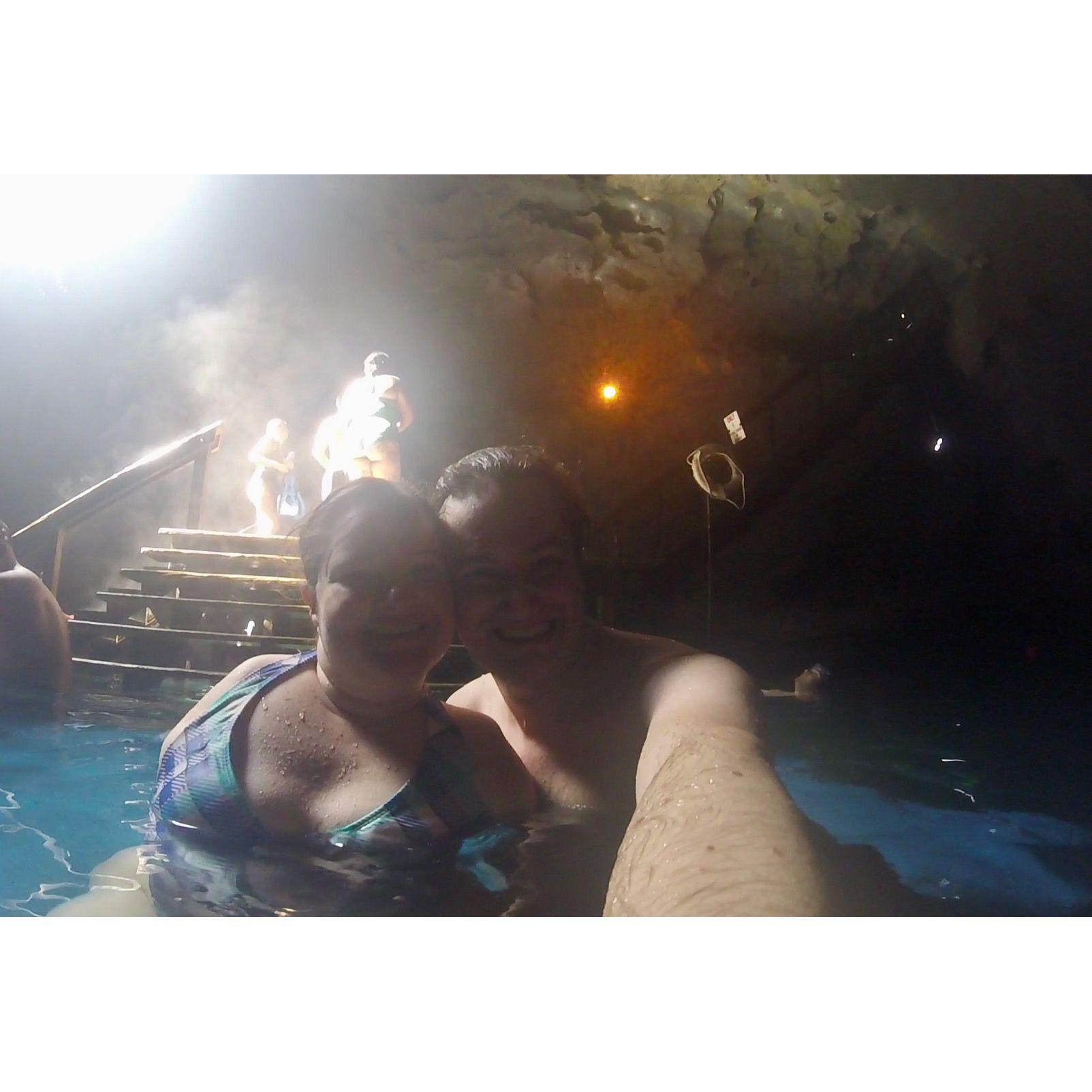 Olivia and zac selfie in a cave’s cold spring at Devil’s Den.