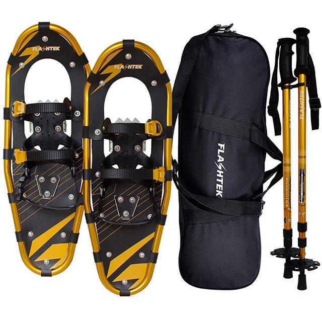 FLASHTEK 21/25/30 Inches Light Weight Snowshoes for Women Men Youth Kids, Aluminum Terrain Snow Shoes.