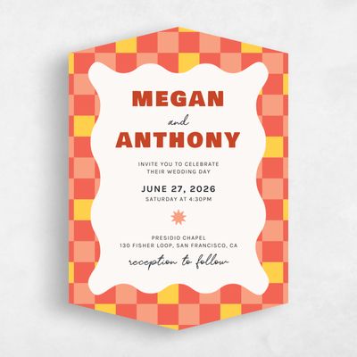Pink Diamond Wedding Invitation - Vibrante Portrait