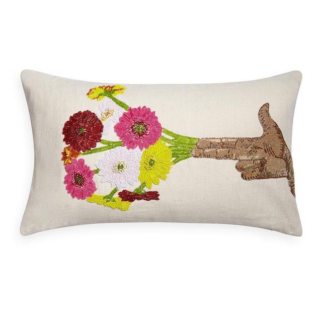 Flower Hand Beaded Pillow