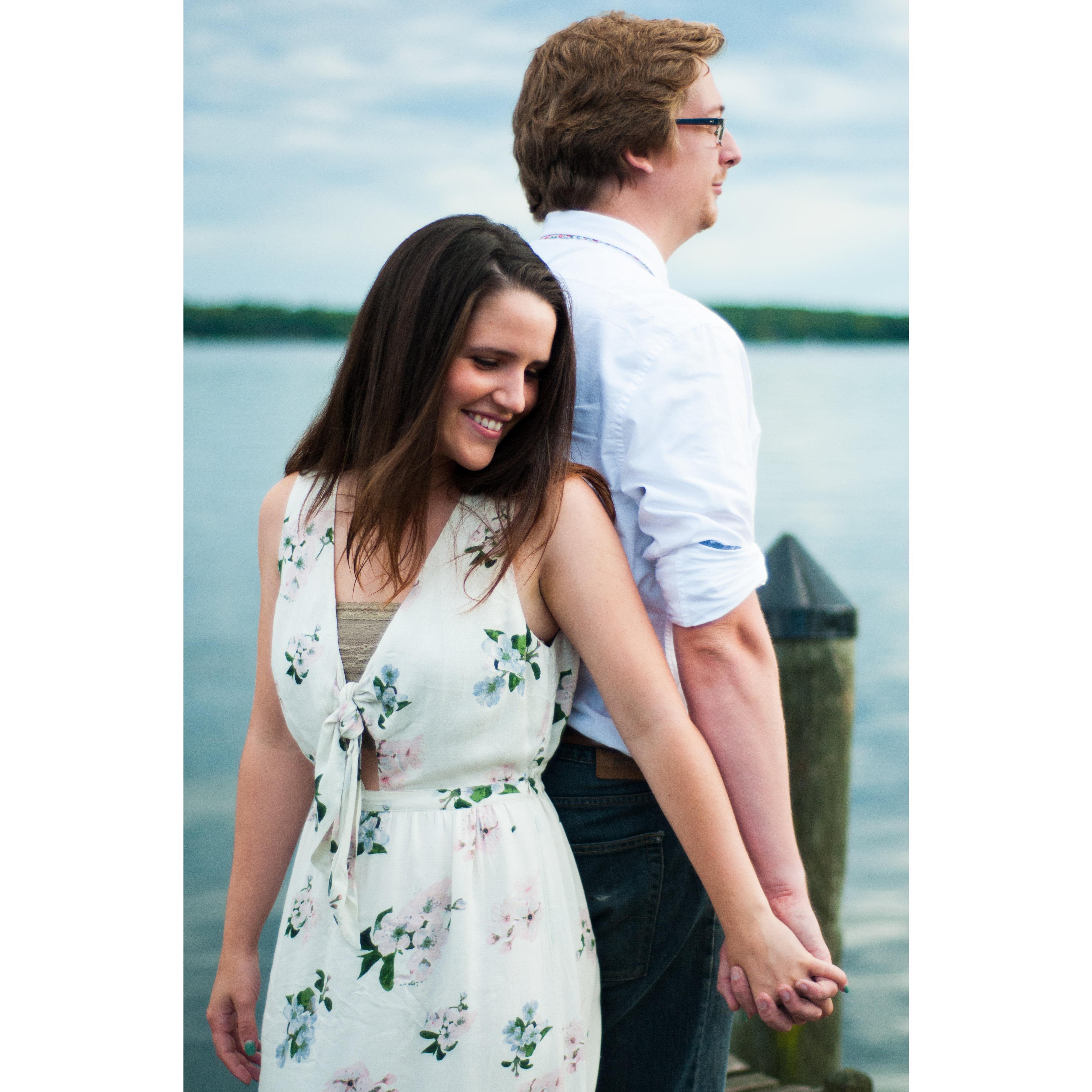 We took some engagement photos at the arboretum, but then it started raining so we went to downtown Wayzata to take picture by the lake.