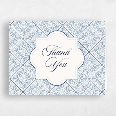 Blue Non-Photo Wedding Thank You - Como Landscape