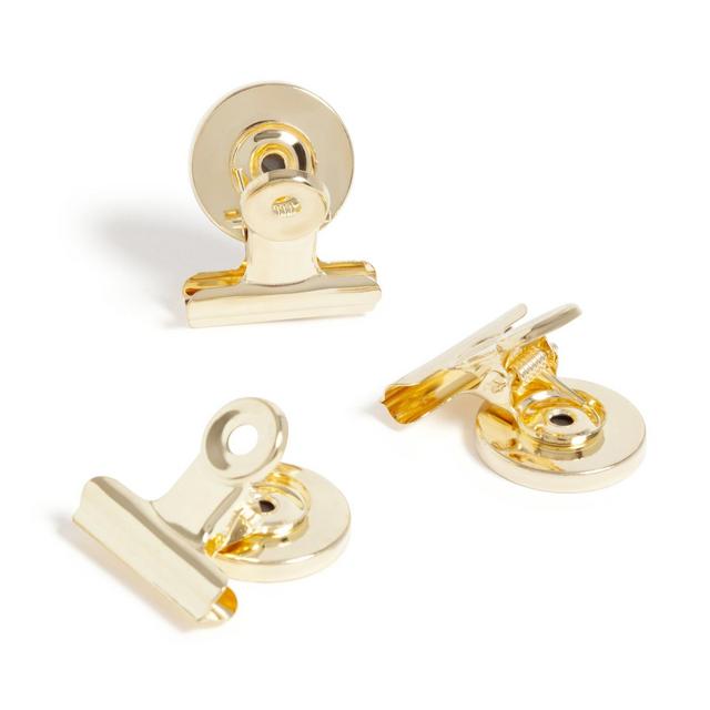 U Brands 3ct Magnetic Bulldog Clips Gold