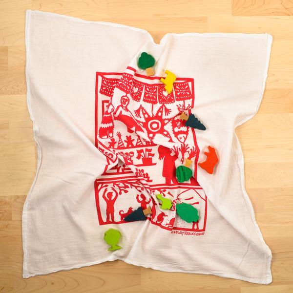 Flour Sack Dish Towel: Piñatas