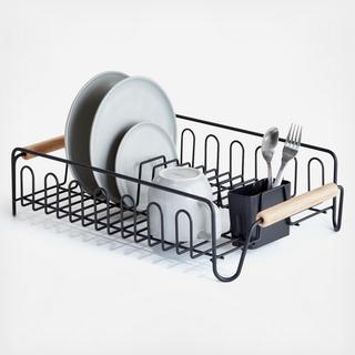 Black Dish Rack with Wood Handles