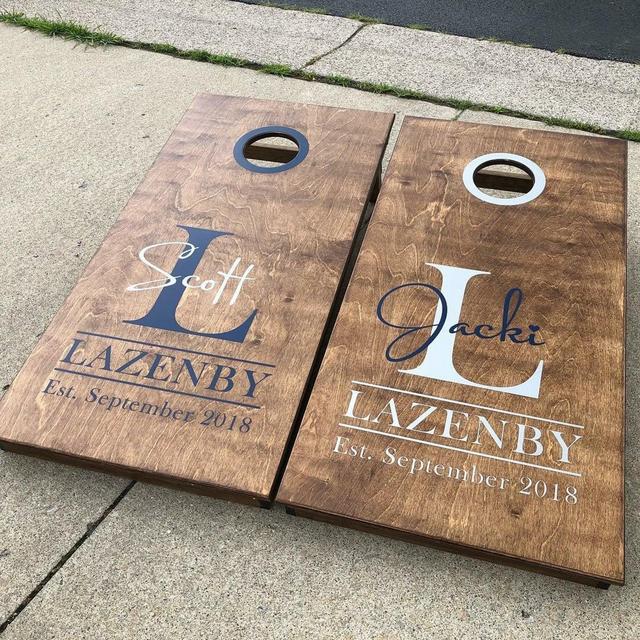 Custom wedding cornhole decals PLEASE READ DECRIPTION