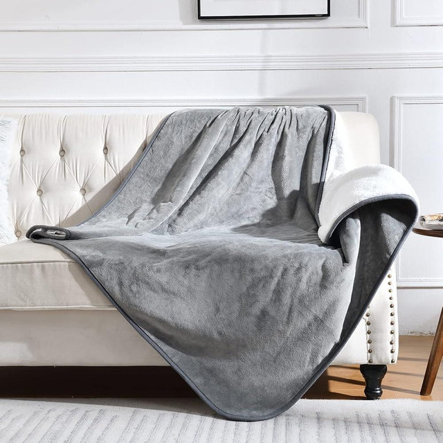 Yaning Waterproof Blanket for Bed Couch Sofa, Soft Liquid Pee Proof Pet Blanket for Dog Puppy Cat, Reversible Sherpa Fleece Furniture Protector (Grey, 60x80 inches)