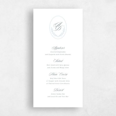 White Standard Wedding Menu - Clyde