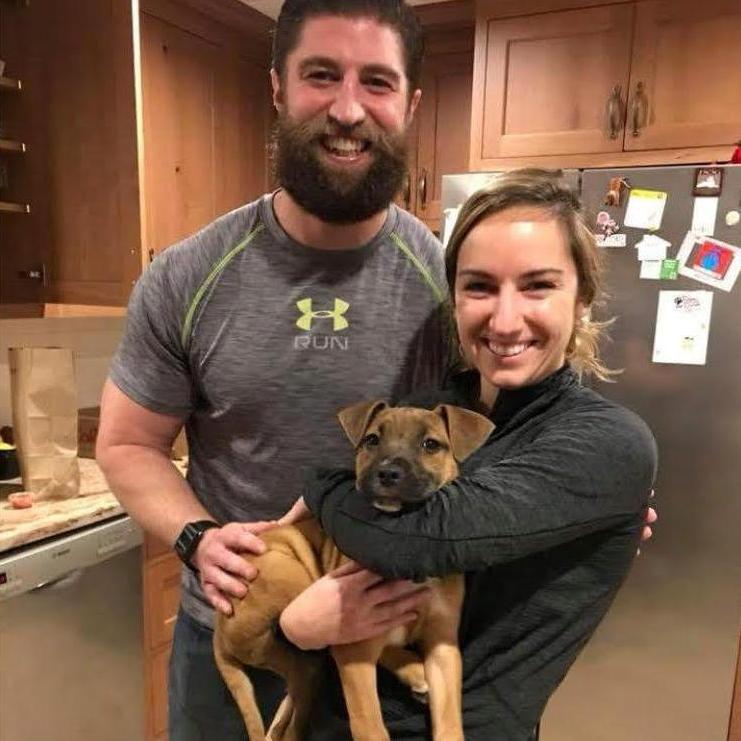 We moved in together in January 2018 and got Bodhi a few weeks later. This was picking him up in February 2018.
