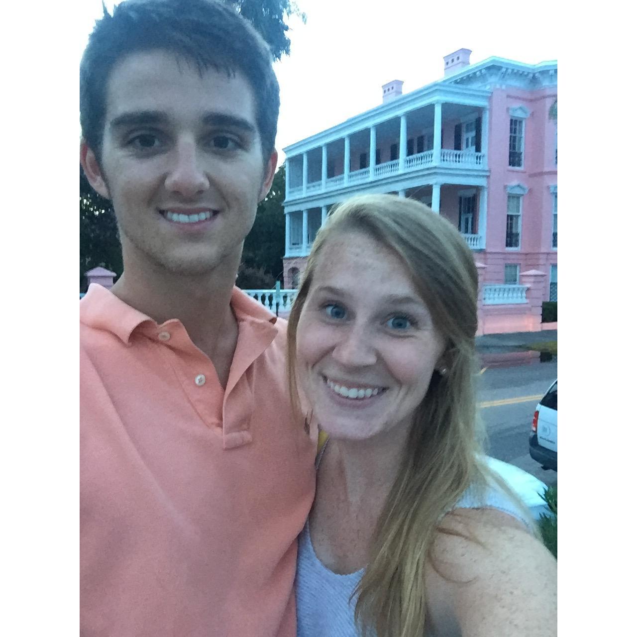Standing in front of the very spot we would take a picture at just one year later when we got engaged.