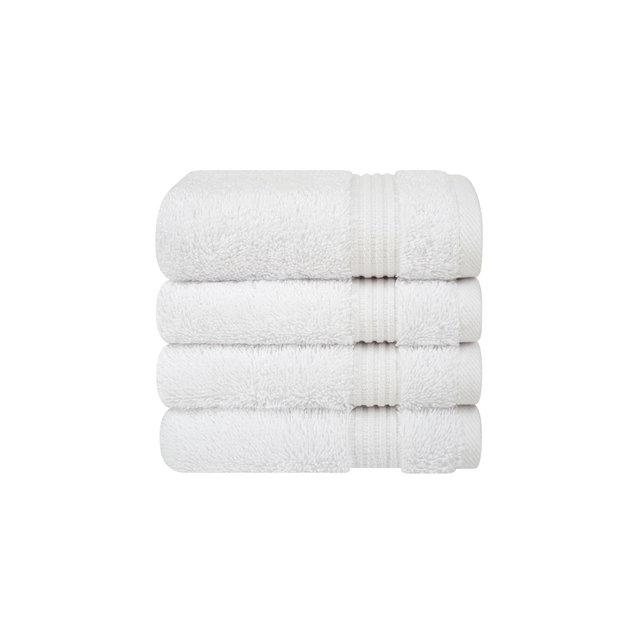 American Soft Linen Bekos 4 Pack Washcloth Set, 100% Cotton Washcloth Hand Face Towels for Bathroom and Kitchen, White
