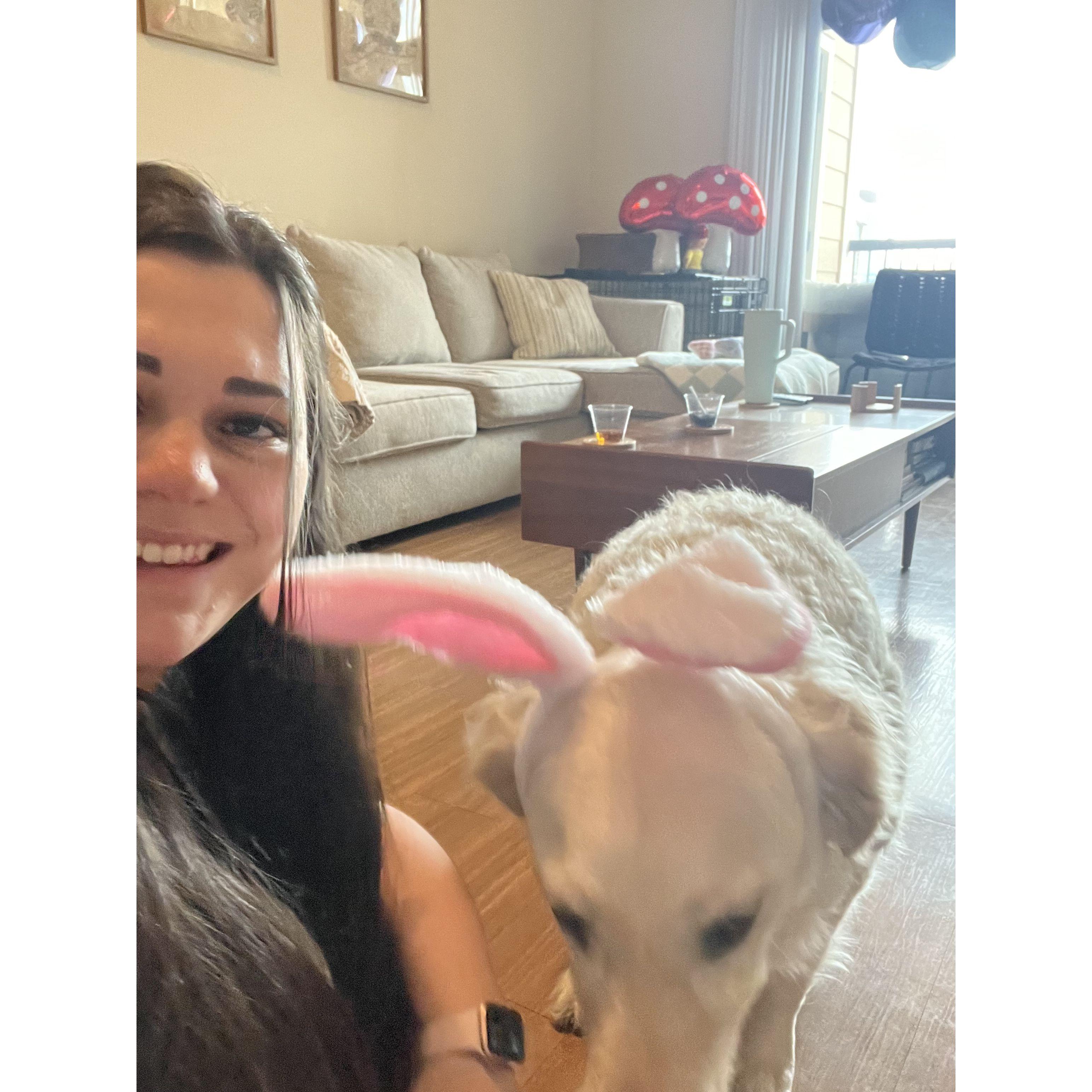 Megan’s birthday party theme was Alice in Wonderland. Of course Maci was the White Rabbit!