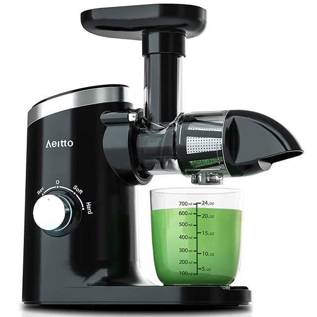 Slow Juicer,Aeitto Masticating Juicer,Juice Extractor,Cold Press Juicer with 2-Speed Modes,Juicer Machines with Reverse Function & Quiet Motor for Vegetables And Fruits,Easy to Clean with Brush