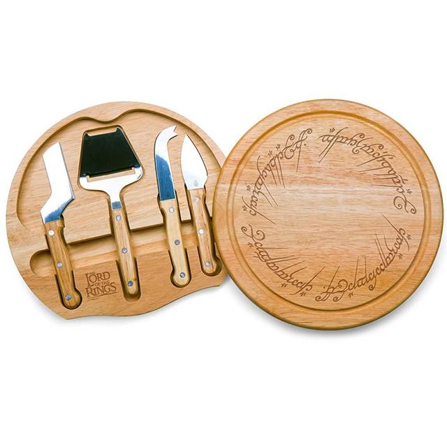 TOSCANA - a Picnic Time brand Circo Cheese Knife Charcuterie Set-Wood Cutting Board, Lord of the Rings The One Ring - Parawood
