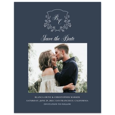 Grayed Navy, Blue Wedding Digital Save the Date - Estera Photo