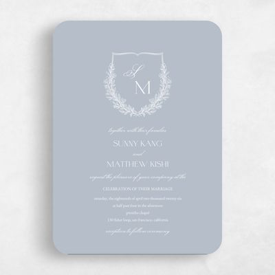 Grey Rounded Wedding Invitation - Oakdale Portrait