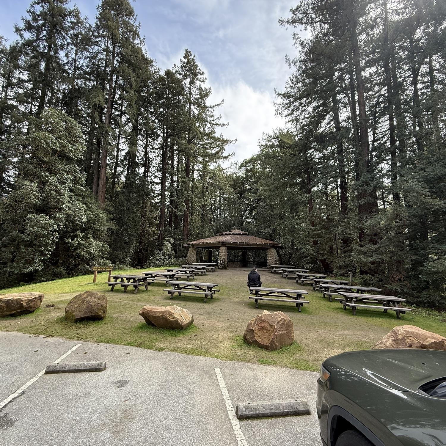 Ceremony will be held to the left of the picnic area, from image view.