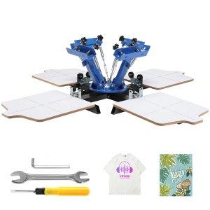 VEVOR Screen Printing Machine, 4 Color 4 Station 360° Rotable Silk Screen Printing Press, 21.2x17.7in Screen Printing Press, Double-layer Positioning Pallet for T-shirt DIY Printing