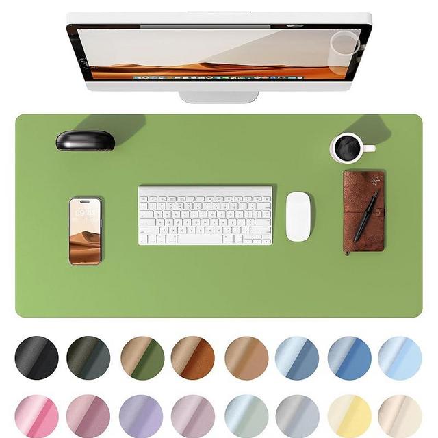 YSAGi Leather Desk Pad Protector, Office Desk Mat, Large Mouse Pad, Non-Slip PU Leather Desk Blotter, Laptop Desk Pad, Waterproof Desk Writing Pad for Office and Home (Leaf Green, 31.5" x 15.8")