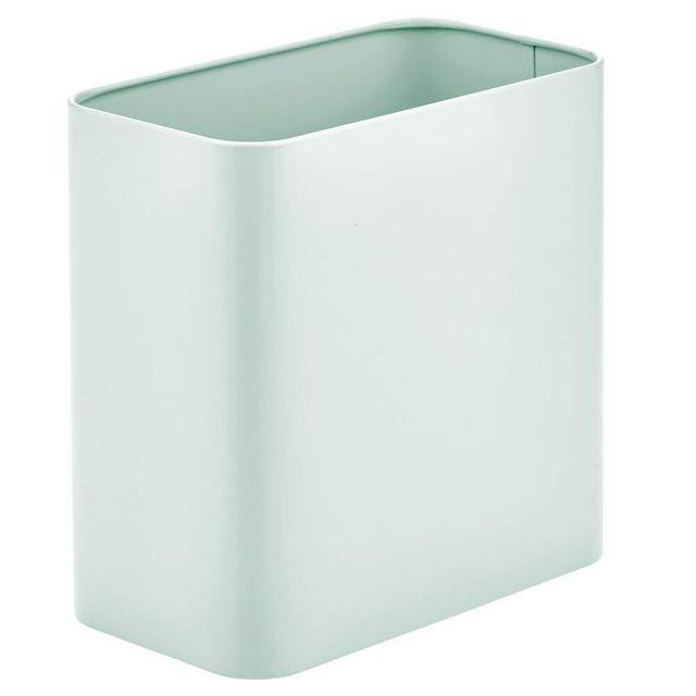 mDesign Rectangular Metal Trash Can Wastebasket, Garbage Container Bin - for Bathrooms, Powder Rooms, Kitchens, Home Offices - Mint Green