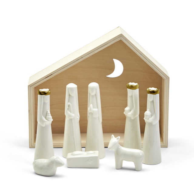 Joy to the World Wood & Stoneware Nativity Set