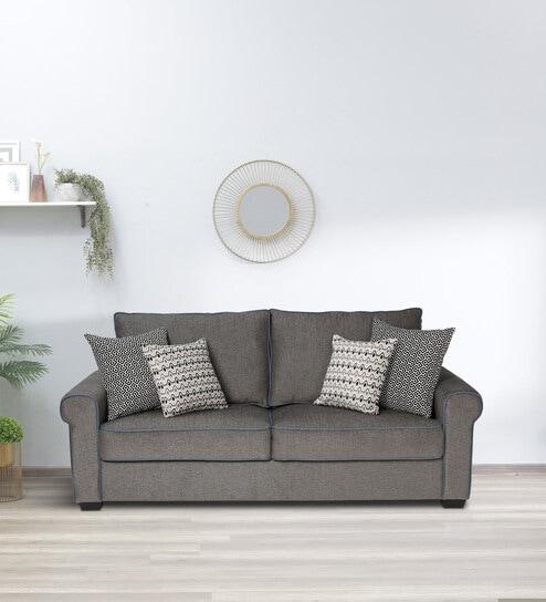 Hannover Fabric 3 Seater Sofa In Grey Colour,