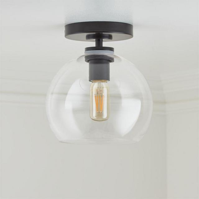 Arren Black Flush Mount Light with Clear Round Shade