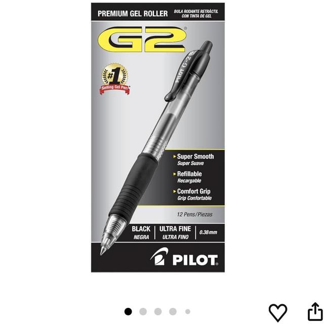 Pilot, G2 Premium Gel Roller Pens, Ultra Fine Point Gel Pens 0.38 mm, Pack of 12, Black