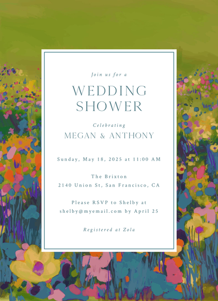 Alta Portrait | Grayed Teal | Zola Wedding & Bridal Shower Invitations