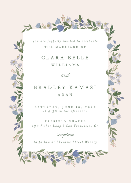 Florentina Portrait | Dark Pastel Blue | Zola Wedding Invitations
