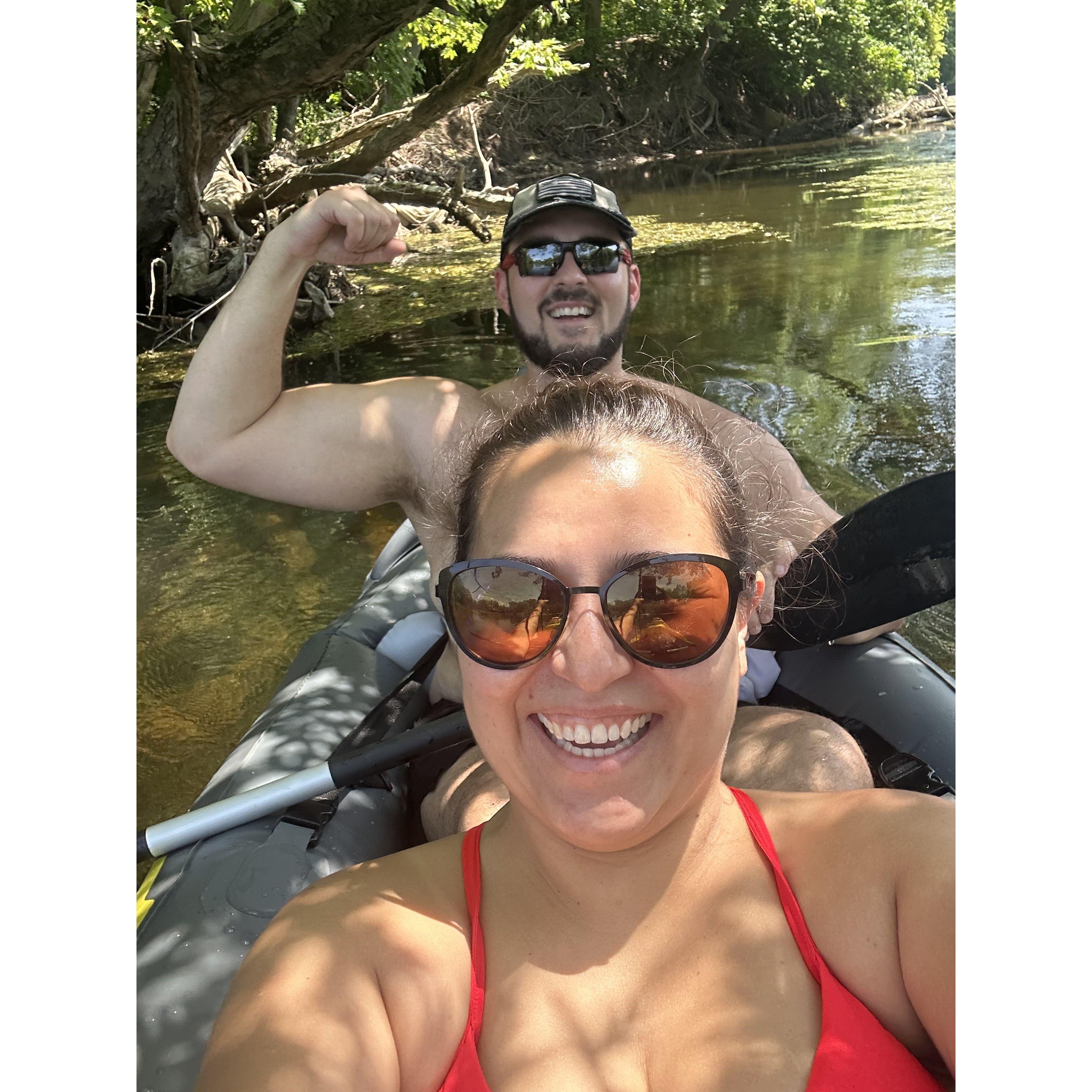 Never a dull moment! Kayaking in Indiana during Joe's first optometry internship in 2023. It was all fun an games until we found the water treatment plant!