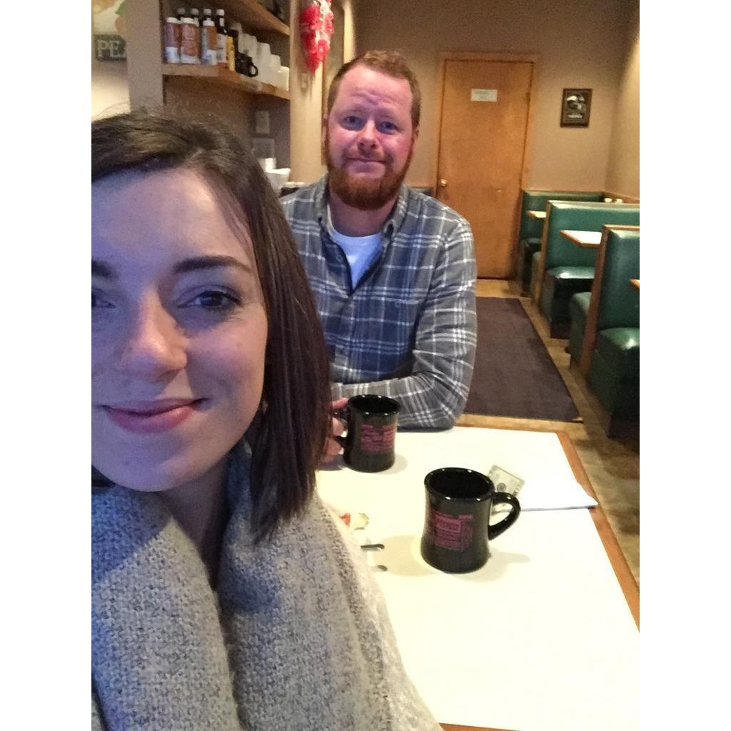 Early morning breakfast together because Adam was workin gout of town for a couple weeks.