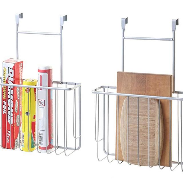 SunnyPoint Over The Cabinet Door Organizer Holder (Set of 2) (Silver, 13.5 X 9.5 X 3.2 (Basket Size))