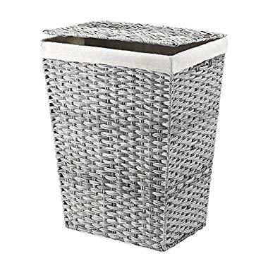 Whitmor Hamper with Liner and Lid, Gray Wash