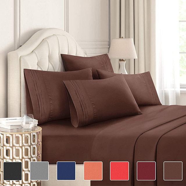 Queen Size Sheet Set - 6 Piece Set - Hotel Luxury Bed Sheets - Extra Soft - Deep Pockets - Easy Fit - Breathable & Cooling Sheets - Wrinkle Free - Chocolate - Brown Bed Sheets - Queens Sheets - 6 PC