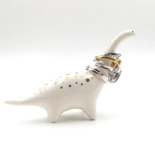 OYLZ Adorable Ceramic Little Dinosaur Jewelry Ring Holder