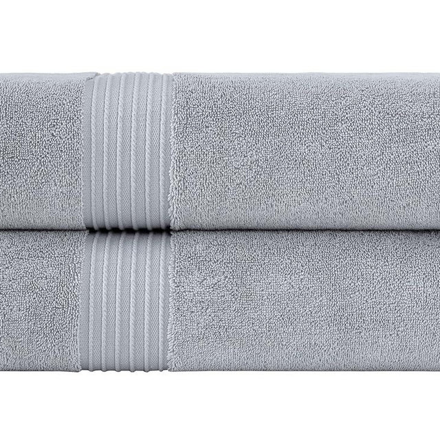 Milara Turkish Super-Plush Bath Towels Set 2-Piece | Premium Cotton Bath Towel Set Absorbent, Durable with Hanging Loops | Silver Gray Color Turkish Bath Towels, (27 x 54 Inches)