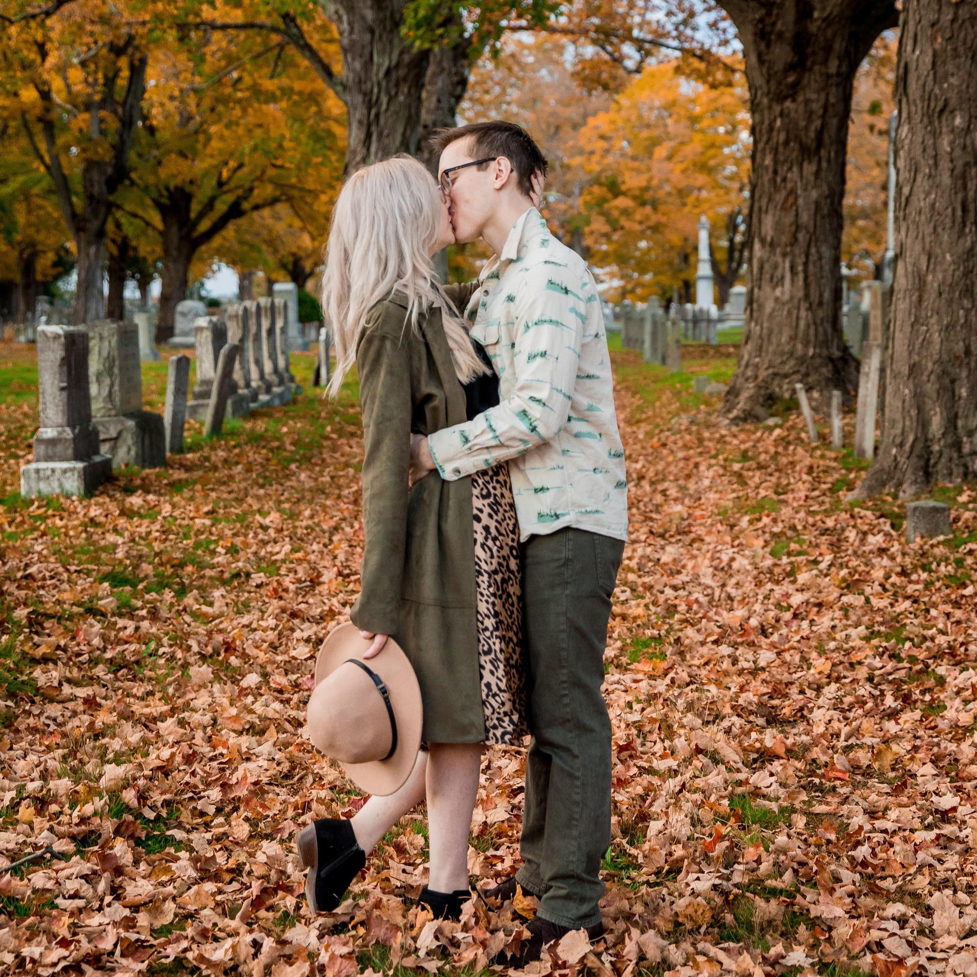 Engagement photos at Pine Hill Cemetery