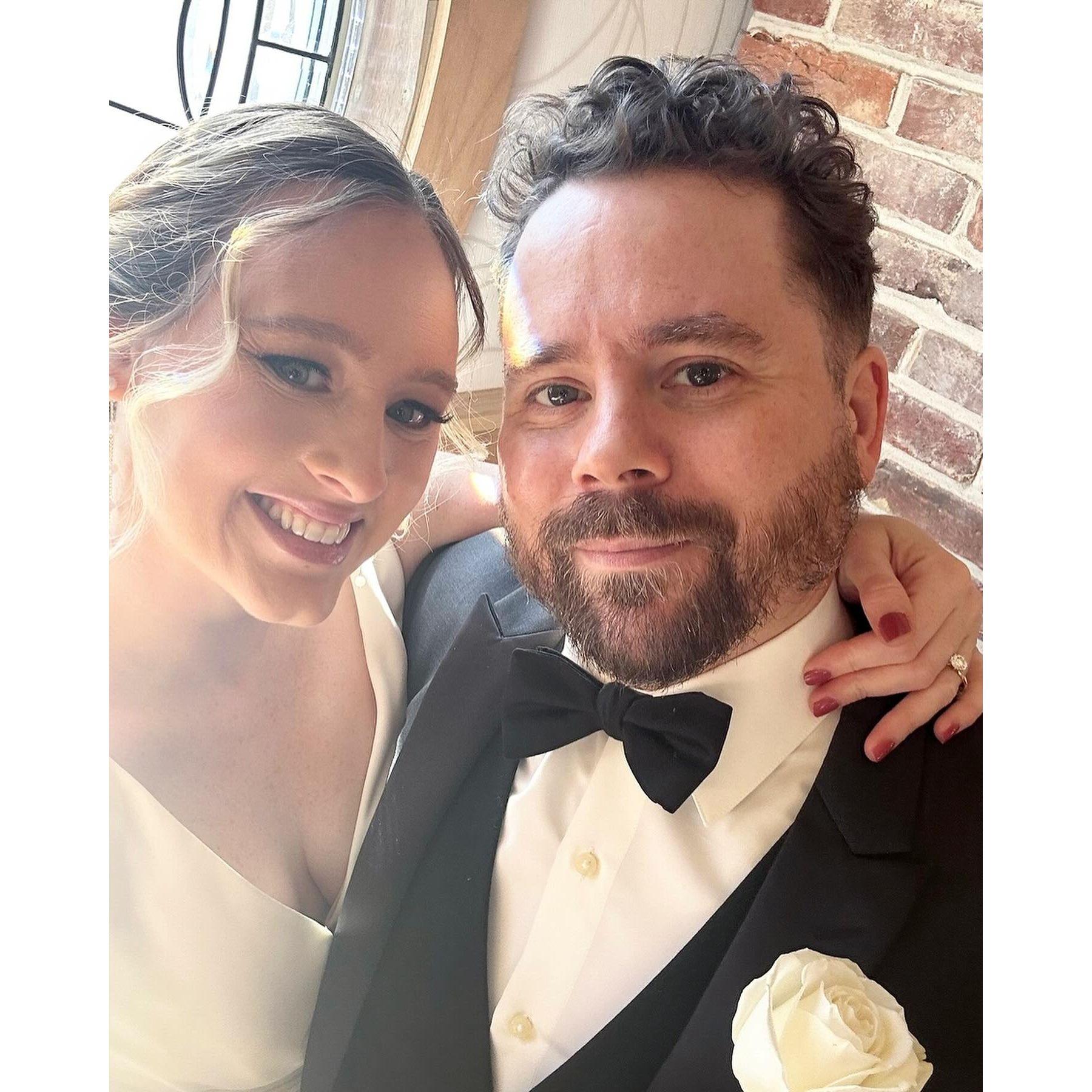 A few weeks after we got engaged, we won a stylized photo shoot to promote a new wedding venue so many people think we are already married.