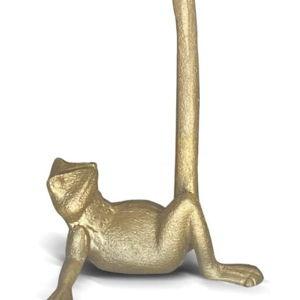 WallCharmers Gold Paper Towel Holder, Metal Toilet or Kitchen Paper Holder for Floor or Countertop, Gold Frog