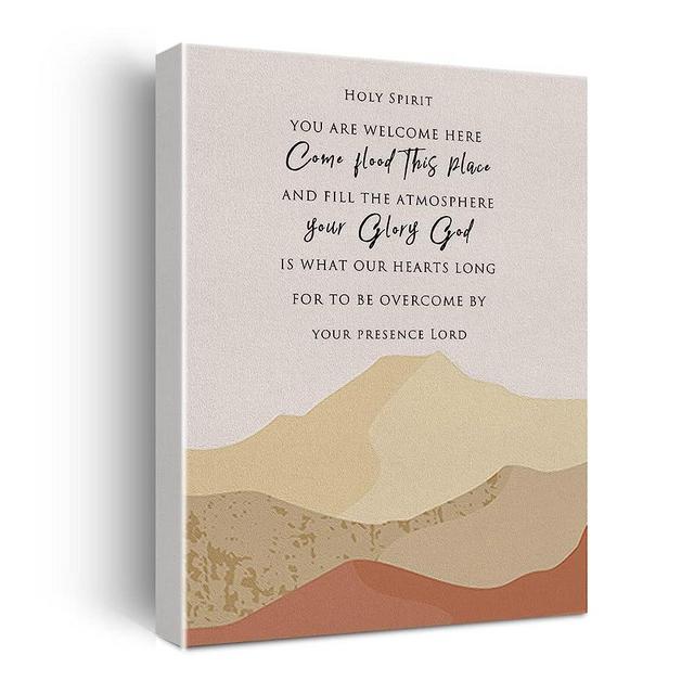 Christian Canvas Print Decor Holy Spirit You are Welcome Here Come Wall Painting Boho Home Office Posters Artwork Decoration 12”X15” (Framed)