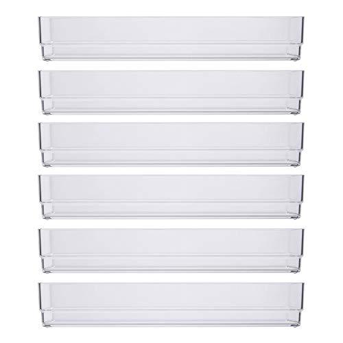 Clear Plastic Drawer Organizers 12" x 3" x 2" l Set of 6