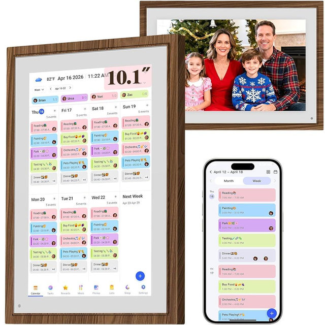 10.1 Inch Digital Calendar - Touchscreen Chore Chart & Family Planner, HD Interactive Display for Wall/Desk, To-Do List & Meal Planner, Digital Picture Frame Gift for Women, Moms, Office & Home