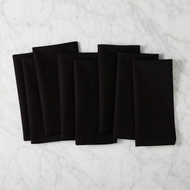 Set of 8 Poplin Black Napkins