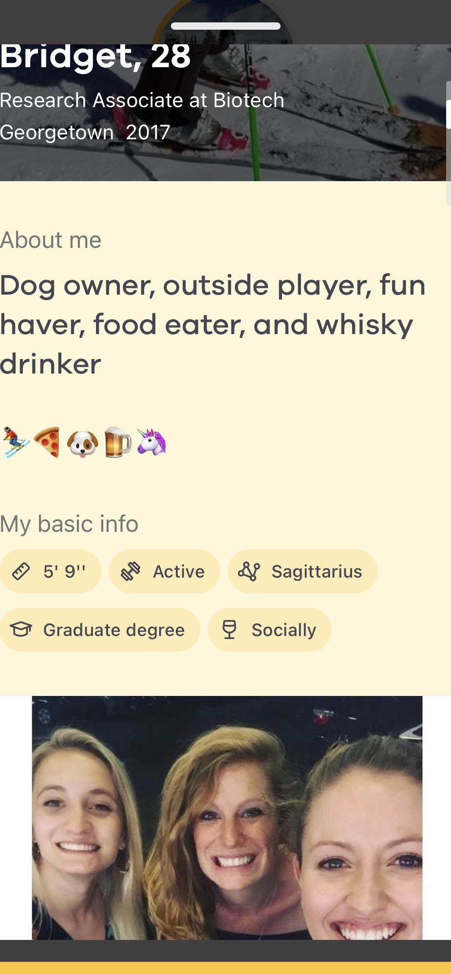 Bridget’s Bumble profile